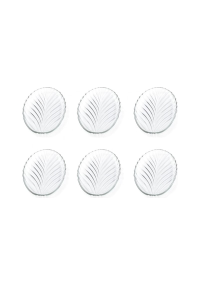 6 Lı Oval Desenli Cam Kase Sunum Seti Şık Ve Dayanıklı Çerezlik, Tatlı Kasesi, Meze Ve İkramlık Sunum Tabakları Çok Renkli