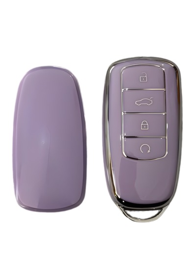 Autohan Keys Araç Anahtarı Koruma Kılıfı, Chery Tiggo 8 Pro, Omoda 5, Tiggo 7 Avantgarde İle Uyumlu, Lila-gümüş