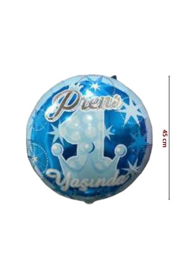 Prens 1 Yaşında Folyo Balon - 45cm Çok Renkli