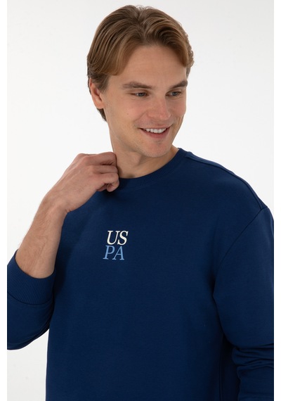 U.S. Polo Assn. Erkek Bisiklet Yaka Comfort Fit İndigo Basic Sweatshirt 50313760-VR028