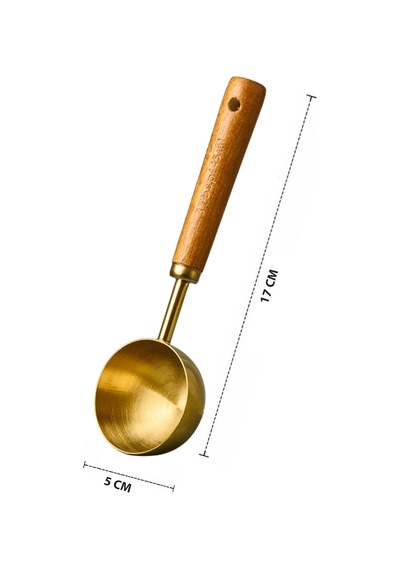 45 Ml Ahşap Saplı Gold Kahve Ölçü Kaşığı Paslanmaz Çelik Kahve Çay Mama Ölçme Kaşığı Altın