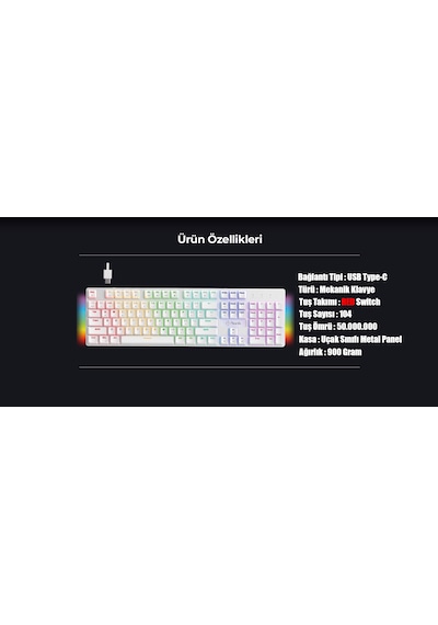 North Shield Kırmızı Switch RGB Full Metal Panel Mekanik Oyuncu Q Klavye