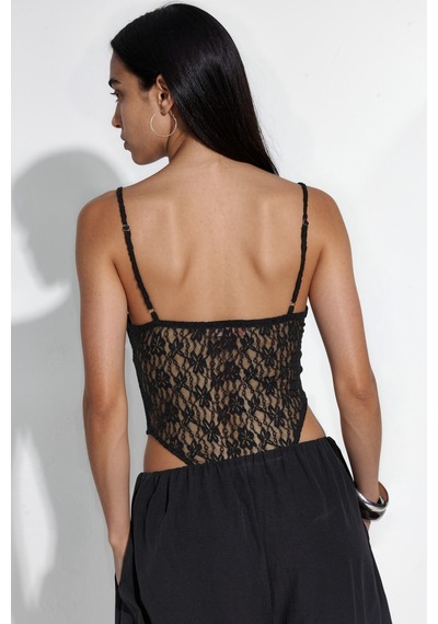Hiccup Dantel Bodysuit Siyah
