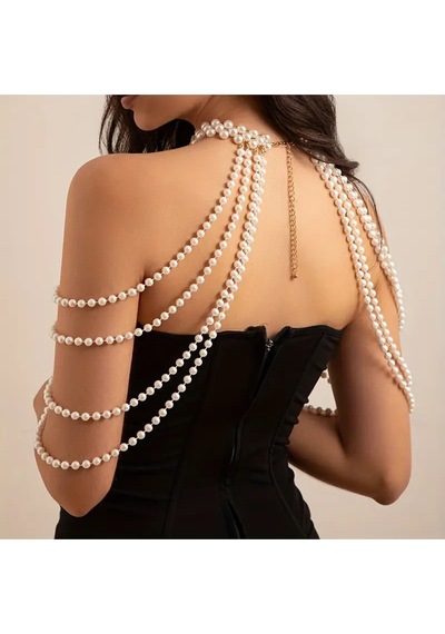 Hina Inci Taşlı Göğüs Vücut Aksesuarı Beyaz