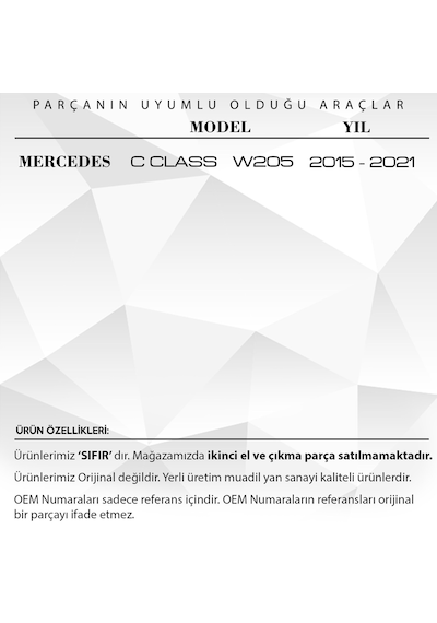 Mercedes W205 için Orta Konsol Perdesi-GRİ