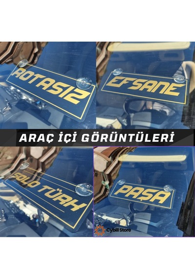 Kişiye Ve Aracınıza Özel 1 Adet Altın Yazılı Vantuzlu Dekor Pleks