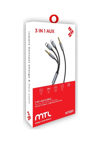 Type-c Apple Uyumlu iPhone Lightning To 3.5mm Aux Kumaş Örgülü Ses Kablosu 3 İn 1 Stereo Destekli Mt2811