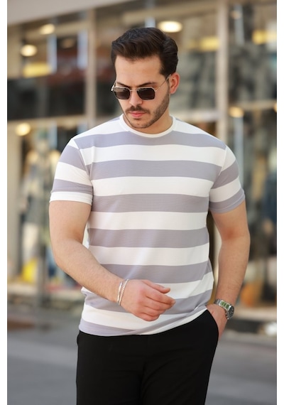 Erkek Çift Renk Pamuklu Örme Kumaş Kısa Kollu T-shirt Siyah