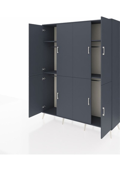 Hyperion Gardrop 4 Raflı 8 Kapaklı 4 Askılı 176x44x221 Antrasit-antrasit Antrasit Hyperion Gardrop 4 Raflı 8 Kapaklı 4 Askılı 176x44x221 Antrasit-antrasit Antrasit