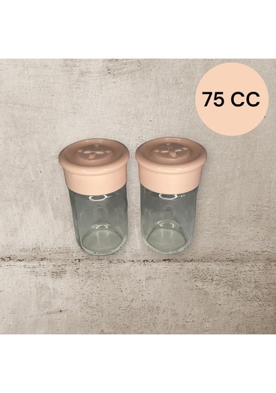2 Adet Cam Tuzluk Plastik Kapaklı Kutuludur -75 Cc Çok Renkli