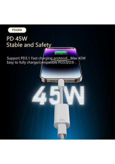 45w Type C To Lightning Kulaklık Dönüştürücü Hızlı Şarj İphone İpad Macbook Yuva Çevirici Müzik Dinleme Arama Otgklk