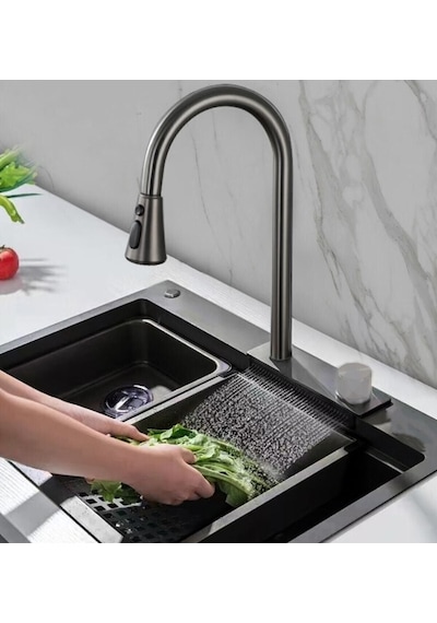 Fleko Teknolojik Eviye Seti Siyah Çelik Rengi 3 Fonksiyonlu Eviye Bataryası Dahil Tka0028 Diğer