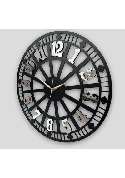 Ümra Lazer Lazer Kesim Dekoratif Ahşap Taban Rakam Aynalı Pleksi 40x40 Sessiz Akar Mekanizma Duvar Saati Ümra12aynalıgo Gümüş