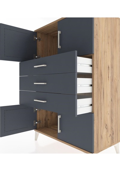 Hyperion Dolap Tek Raflı 3 Çekmeceli 4 Kapaklı 88x44x134 Çam-antrasit Atlas Çam Hyperion Dolap Tek Raflı 3 Çekmeceli 4 Kapaklı 88x44x134 Çam-antrasit Atlas Çam