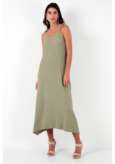Lela Regular Fit Ip Askılı Uzun Bayan Elbise 5865732 Olive