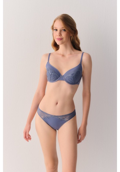 Suwen Geo Flower Dantelli Slip Külot Sw4013015 Mavi