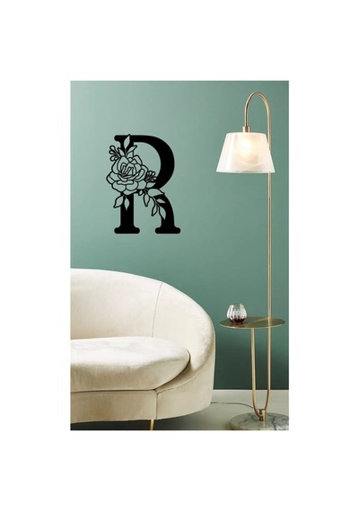 Ahşap Çiçek Işlemeli R Harfi Duvar Dekoru 30 Cm Mdf Tablo