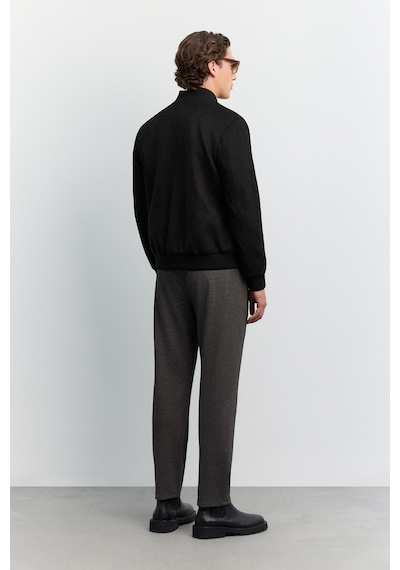 Avva Erkek Siyah Bomber Yaka Süet Dokulu Mevsimlik Comfort Fit Mont B006045