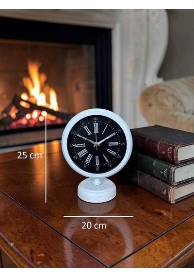 Büro Ev Ofis Hediyesi İçin 20x25cm Beyaz Kontrast Tasarım Metal Masa Saati Diğer