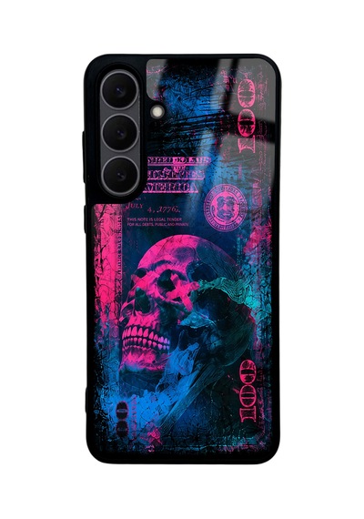 Samsung Uyumlu  S25 Fe Pink Neon Skull Chaos Tasarımlı Glossy Telefon Kılıfı Pembe