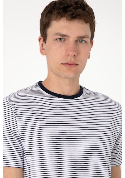 U.S. Polo Assn. Erkek Regular Fit Bisiklet Yaka Lacivert Çizgili Tişört 50306898-VR033