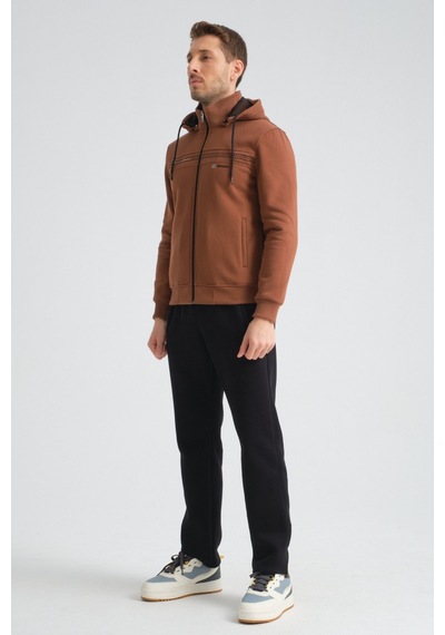 Shooter Sportswear Shooter Erkek Premium Kışlık Eşofman Takımı Regular Kapüşonlu Kahverengi