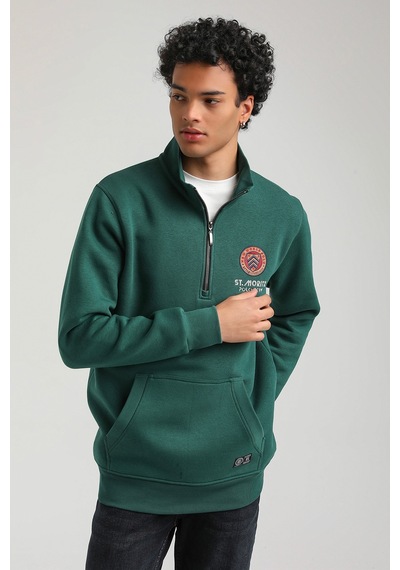 New World Polo Yeşil Slim Fit Half-zip Sweatshirt 23fwm64064-yesıl Yeşil