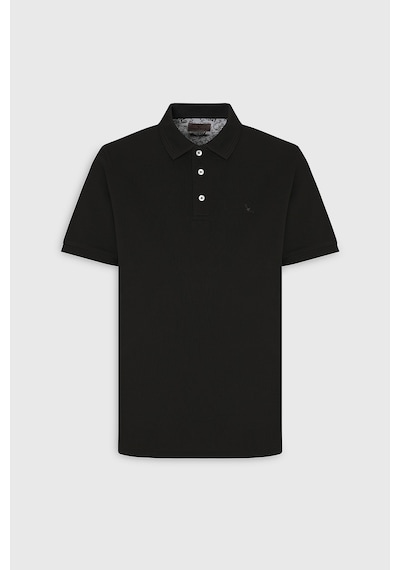 AC&Co / Altınyıldız Classics Erkek Slim Fit Dar Kesim Polo Yaka %100 Pamuk Kısa Kollu Tişört Siyah
