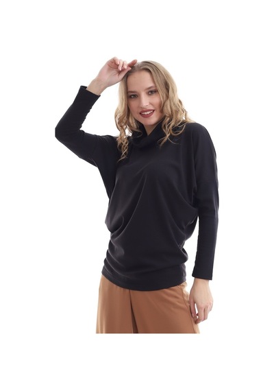 Self Clothing Kadın Boğazlı Yaka Siyah-Siyah