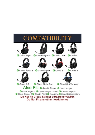 Hyperx Cloud 3,2,1, Cloud Alpha, Flight, Stinger, Core Uyumlu Soğutucu Jel Kulaklık Pedi Memory Foam, Serin Kumaş, Gürültü Yalıtımlı Yedek Kulaklık Yastığı 1 Çift
