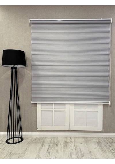 Donatti Zebra Stor Geniş Plise Güneşlik Perde Açık Gri Açık Gri