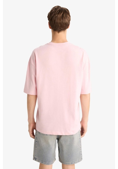 Defacto Loose Fit Bisiklet Yaka Baskılı Kısa Kollu Tişört F5732ax25aupn105 Pembe