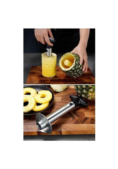 Paslanmaz Çelik Ananas Soyucu Ve Dilimleyici, Ergonomik Saplı, Mutfak Kullanımı İçin
