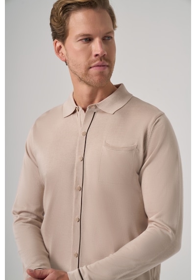 Morven Erkek Bej Trend Polo Yaka Gömlek Triko 26kc017005653 Bej Bej
