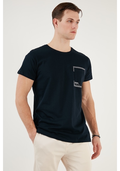 Buratti Bisiklet Yaka Pamuklu Slim Fit Erkek T Shirt 541Rework Lacivert
