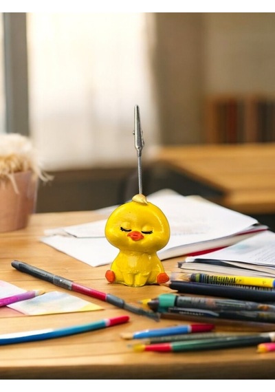 Altın Saçlı Kawaii Sevimli Sarı Civciv Fotoğraf Ve Not Tutucu - Ofis Masa Not Tutacağı Sarı