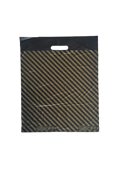 Naksan Takviyeli Kalın Desenli Çizgili Siyah Çanta Poşet Torba - 6 No - 60x70 Cm. - 50 Adetlik 10 Paket