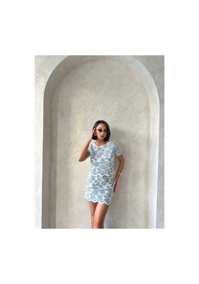 Verymoda Dantel Bluz D2768 Mavi