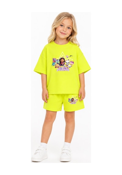 Fasardi Gabby's Dollhouse / Gabby'nin Hayal Evi Baskılı Oversize %100 Pamuk Tişört Şort 2li Çocuk Takım Sarı Fasardi Gabby's Dollhouse / Gabby'nin Hayal Evi Baskılı Oversize %100 Pamuk Tişört Şort 2li Çocuk Takım Sarı