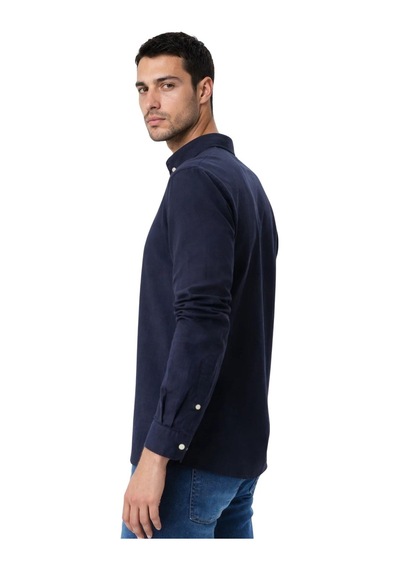 Arma Ar-ma Erkek Keten Gömlek Baskisiz Basic Düğme Kapamali Cepsiz Uzun Kollu Gömlek Dokuma Kumaş Regular Fit %60 Pamuk %40 Keten Y31485118102 Lacivert-l1