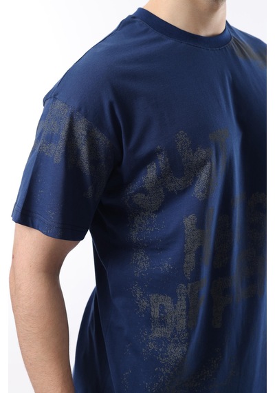 Madmext Lacivert Baskılı Erkek T-shirt E7115 Lacivert