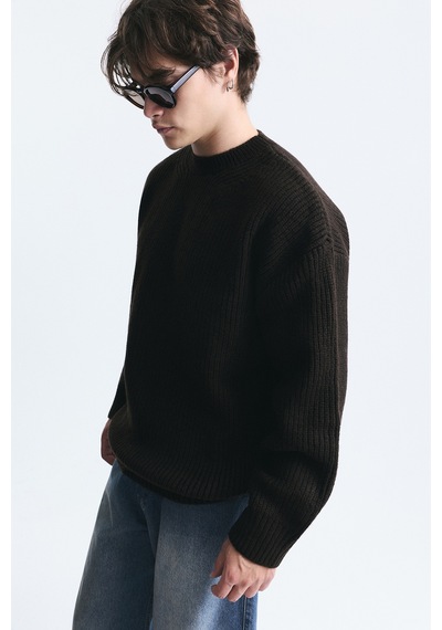 Vamos Oversize Fitilli Triko Kazak Kahve