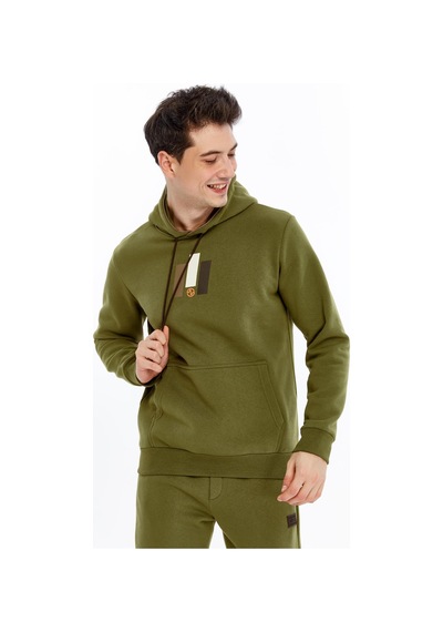 Ar-ma Erkek Kapüşonlu Sweatshirt Kanguru Cepli, 3 İplik Şardonlu, Regular Fit, %70 Pamuk %30 Polyester K30254628502 Haki-h5 Haki