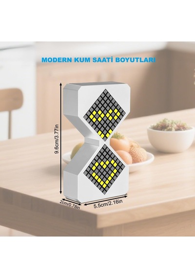 Hymark Modern Dijital Kum Saati Zamanlayıcı 1-30 Dk Şarjlı Pil Dekoratif Led Elektronik Saat Diğer