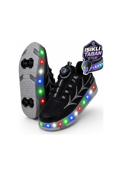 Nstil Unisex Yetişkin Çocuk Spor Ayakkabı Akıllı Bağcıklı Çıkarılabilen Patenli Işıklı Sneaker 003 Siyah Nstil Unisex Yetişkin Çocuk Spor Ayakkabı Akıllı Bağcıklı Çıkarılabilen Patenli Işıklı Sneaker 003 Siyah