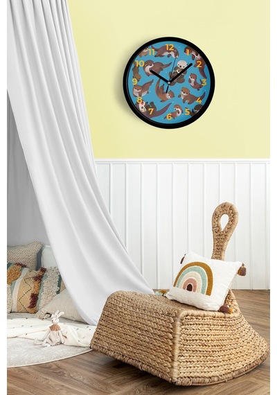 Sevimli Ayı Temalı Çocuk Odası Modern Duvar Saati - 25cm - Önü Camlı Siyah Kasa - Sessiz Mekanizma-jh0142 Siyah