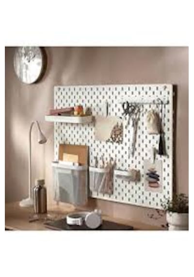 Ikea Skadis Uyumlu Beyaz Delikli Pano Duvar Organizeri Farklı Ebatlar 56 x 56 CM