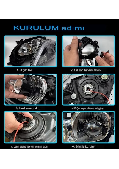 Otoçizgi 2,5 İnç Led Lazer Projektör Lens Bi Led Projektör Far Montajı Araba Projektör Lensi - P25
