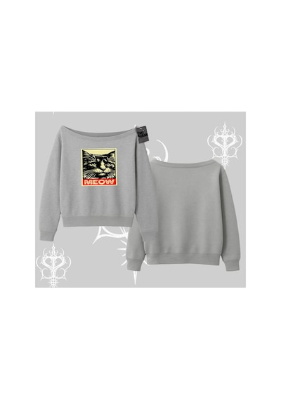 Tarzsokak Candyland Yazılı Sevimli Kedi Baskılı Kapşonlu Sweatshirt Siyah