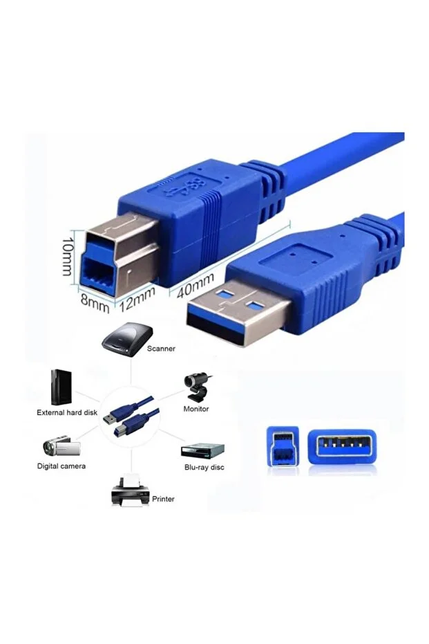 1.5 Metre 1.5mt Usb 3.0 Yazıcı Printer Kablosu Yüksek Hız Usb 3.0 Type-b Bağlantı Data Kablosu